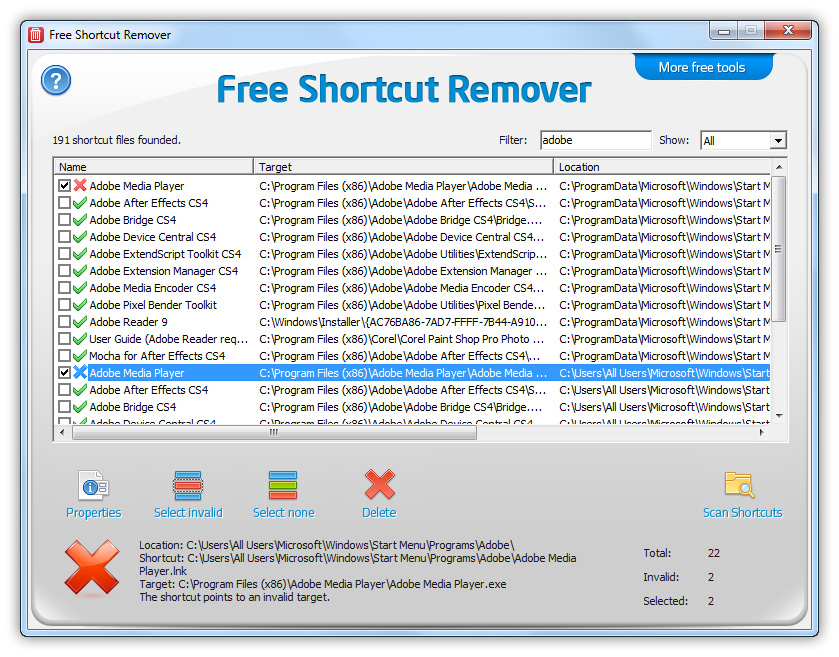 Screenshot for Free Shortcut Remover 4.3.8