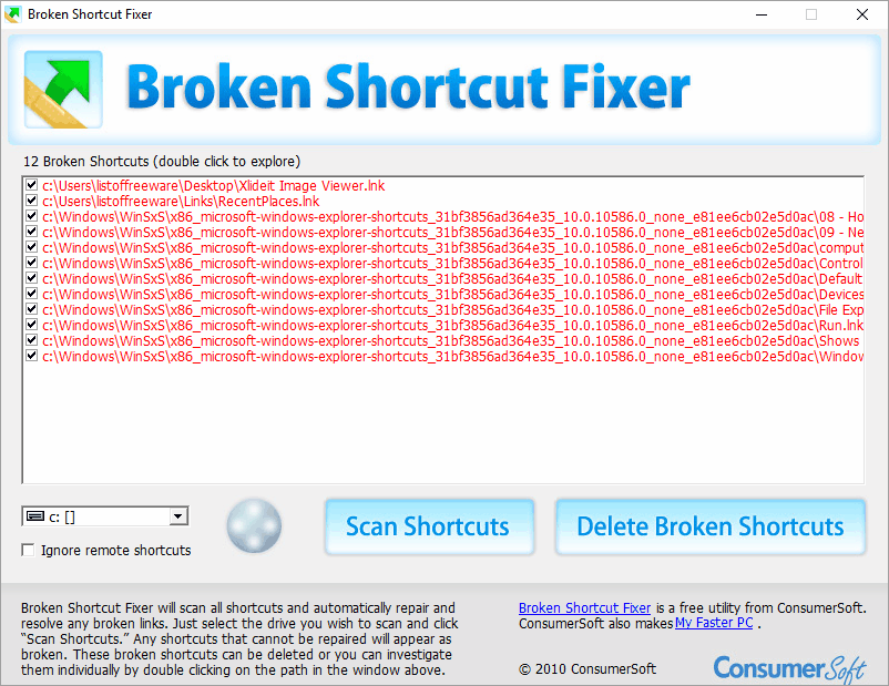 shortcut file remover