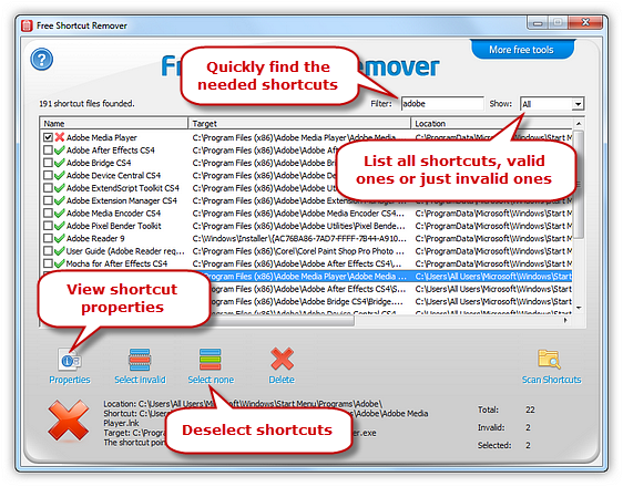 shortcut file remover