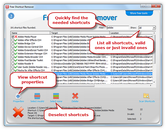 تحميل برنامج ازالة فيروس شورت كت مجاناً Free Shortcut Remover Freeshortcutremover0102b